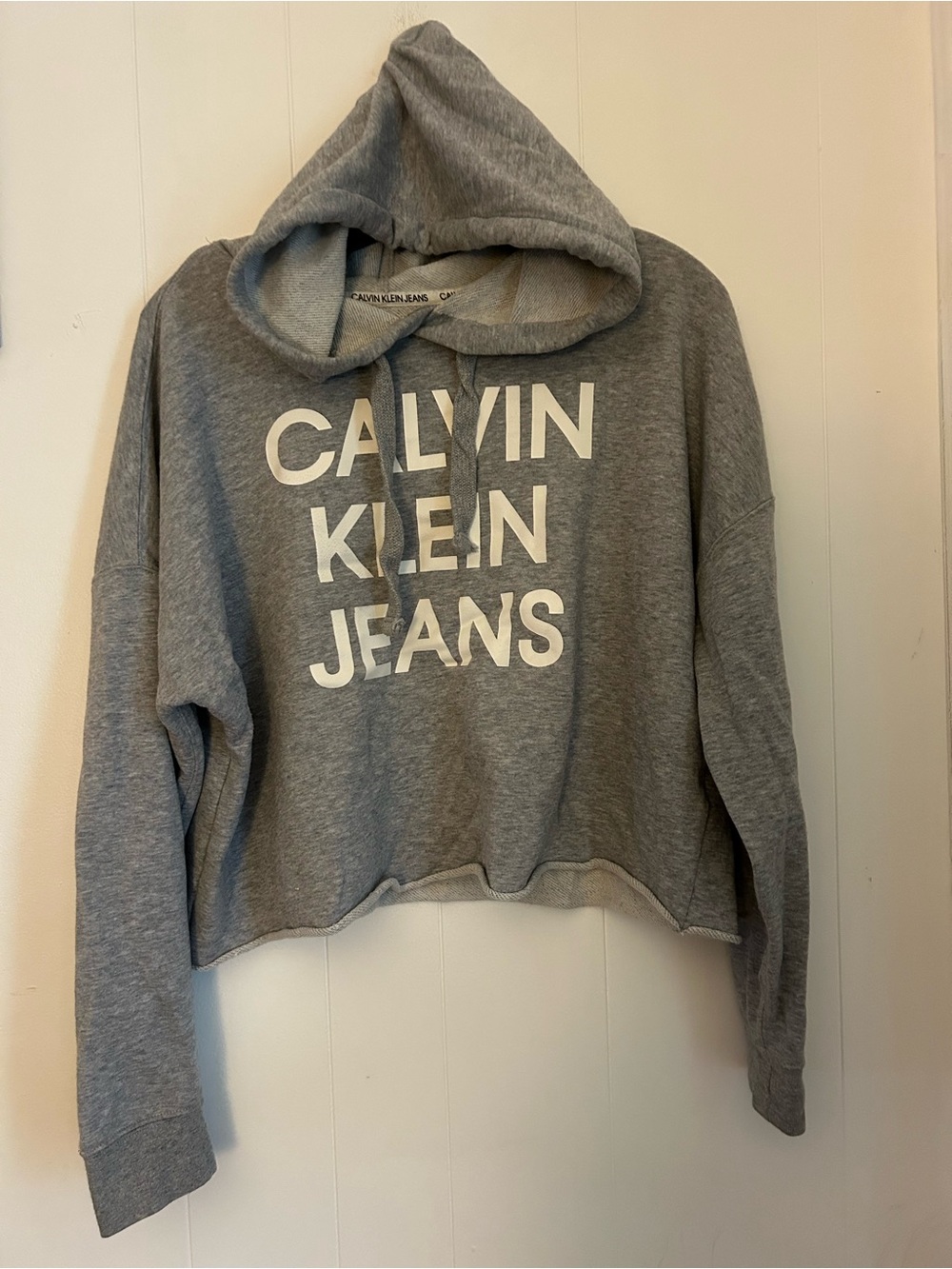 Calvin Klein Jeans Gray Cropped Hoodie Sweatshirt size M